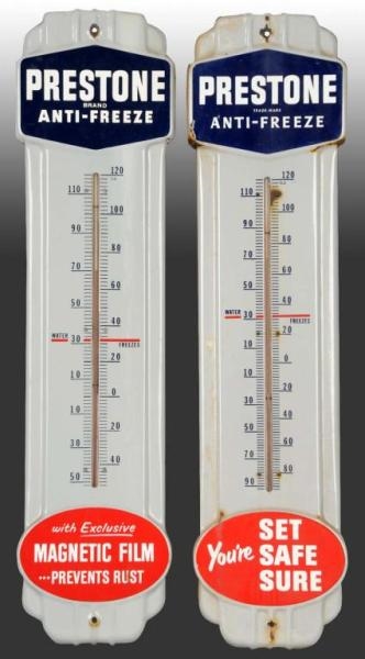 LOT OF 2: PORCELAIN ANTIFREEZE THERMOMETERS.      