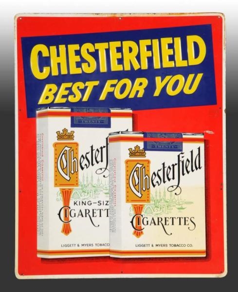 LOT OF 2: TIN CHESTERFIELD & MODEL TOBACCO SIGNS. 