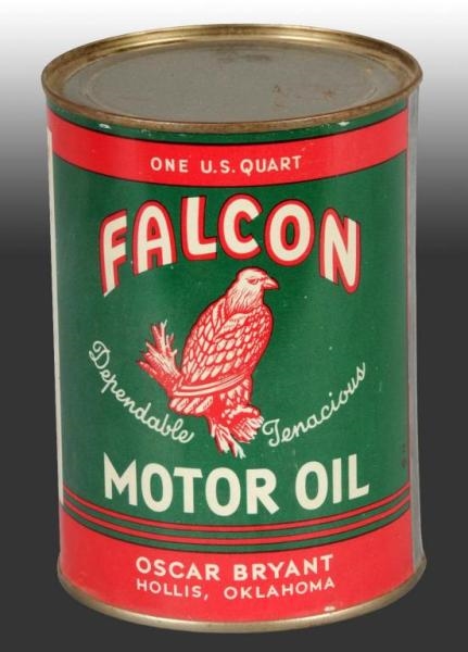 TIN FALCON MOTOR OIL QUART-SIZED CAN.             