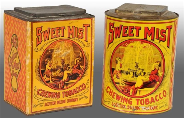 LOT OF 2: YELLOW SWEET MIST TOBACCO TINS.         