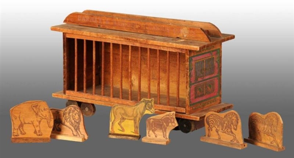 WOODEN BARNEY & BAILUMS CIRCUS CAGE WAGON TOY.   