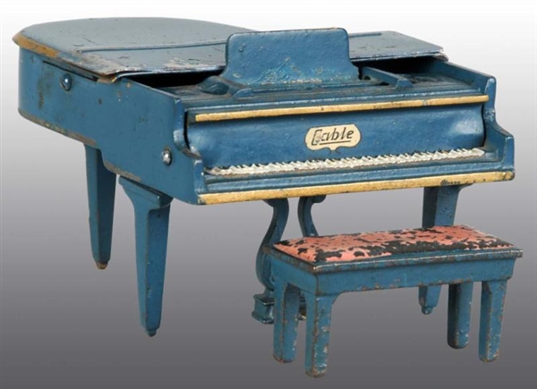CAST IRON & TIN ARCADE TOY GRAND PIANO WITH BENCH 