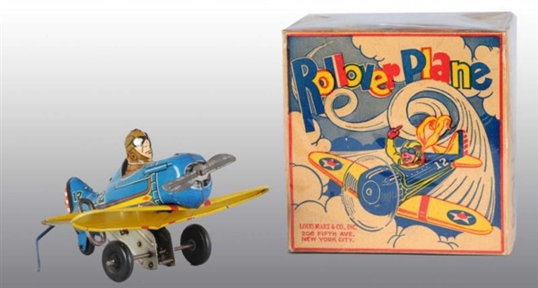 TIN MARX NO. 12 ROLLOVER AIRPLANE WIND-UP TOY.    