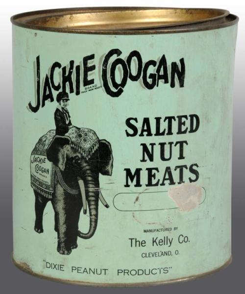 JACKIE COOGAN SALTED NUTS MEATS COUNTER TIN.      