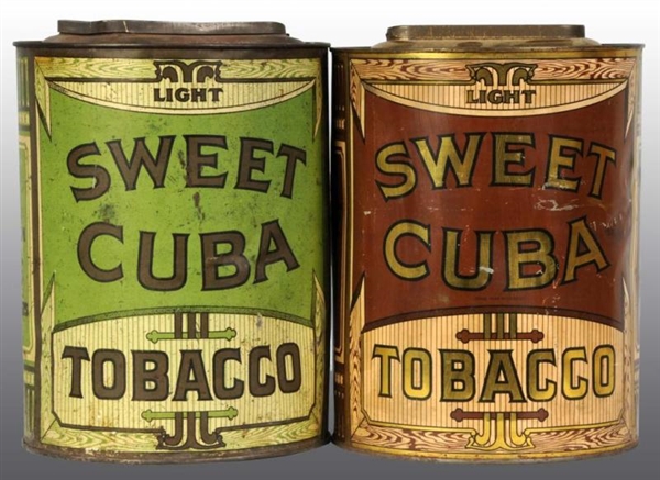 LOT OF 2: SWEET CUBA TOBACCO CANISTERS.           