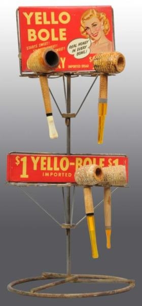 YELLOW BOLE ADVERTISING PIPE STAND.               