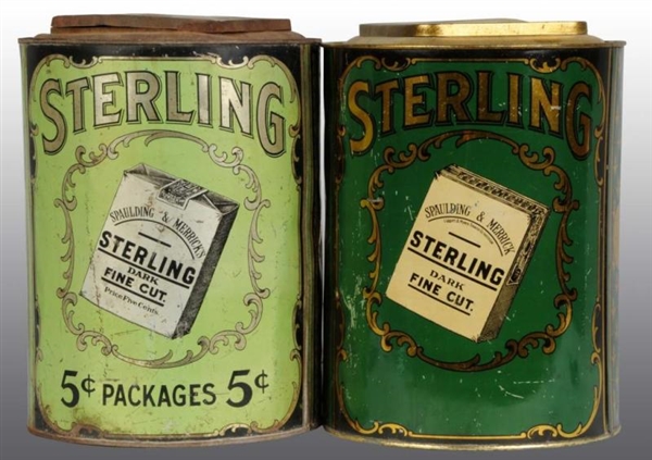 LOT OF 2: STERLING TOBACCO CANISTERS.             