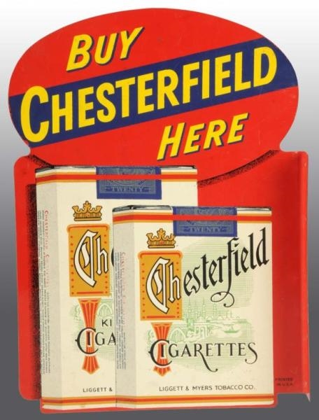 CHESTERFIELD TOBACCO DOUBLE SIDED FLANGE SIGN.    
