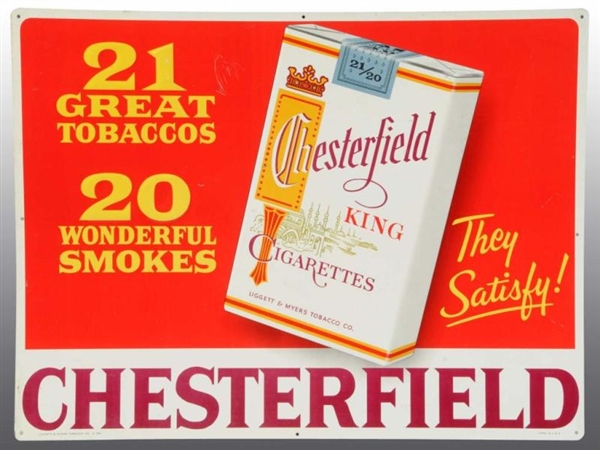 LOT OF 2: TIN CHESTERFIELD TOBACCO SIGNS.         