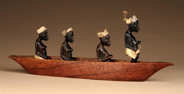 CENTRAL AFRICAN BOAT WITH 4 FIGURES/PEOPLE.       