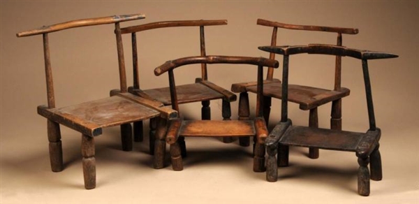LOT OF 5: WEST AFRICAN SENUFO CHAIRS.             