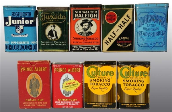 LOT OF 9: TOBACCO TINS & BOXES.                   