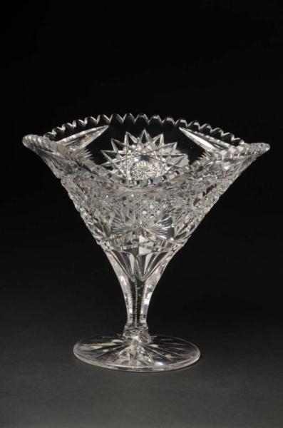 CUT GLASS COMPOTE WITH PEDESTAL.                  