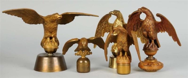 LOT OF 5: BRASS EAGLE FLAG TOPPERS.               