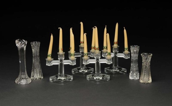 LOT OF 8: GLASS CANDLE HOLDERS.                   