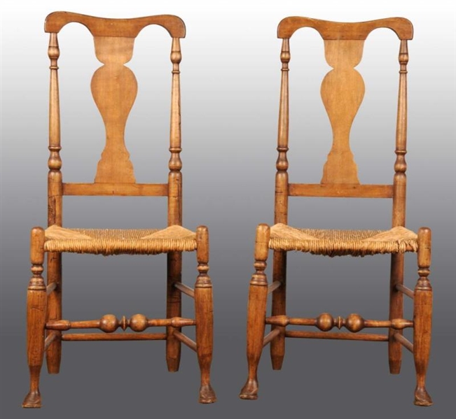 PAIR OF QUEEN ANNE CHAIRS.                        