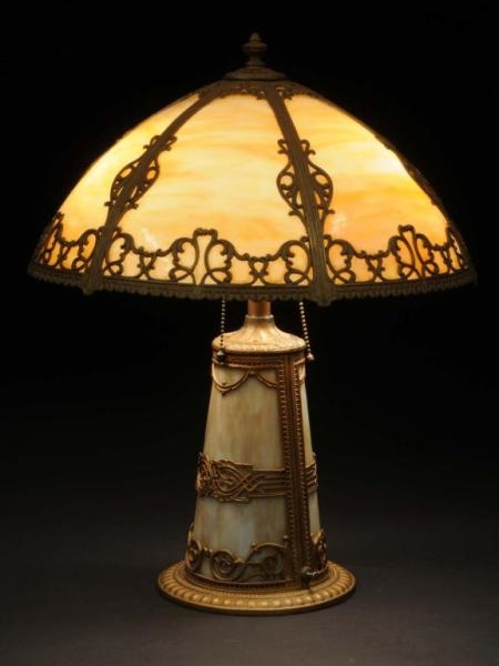 VICTORIAN SLAG GLASS LAMP.                        