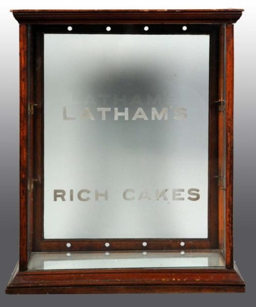 LATHAMS CAKE COUNTRY STORE DISPLAY CASE.         