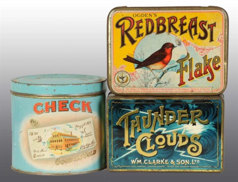 LOT OF 3: PRODUCT TINS.                           
