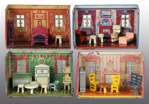 LOT OF 4: TIN LITHO MARX HOME TOWN NEWLYWED TOYS. 