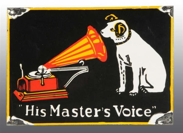 PORCELAIN VICTOR PHONOGRAPH "MASTERS VOICE" SIGN. 