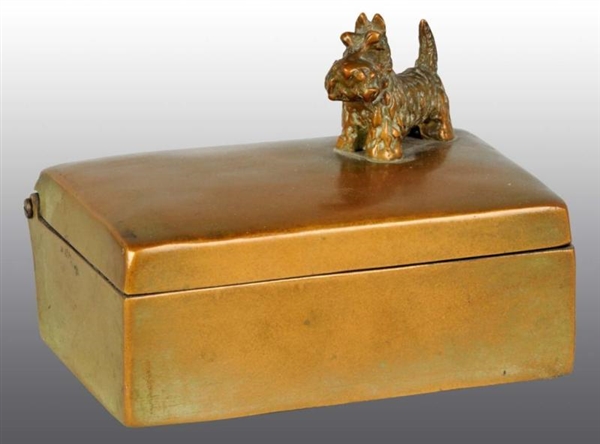 CIGARETTE BOX WITH SCOTTIE ON LID.                