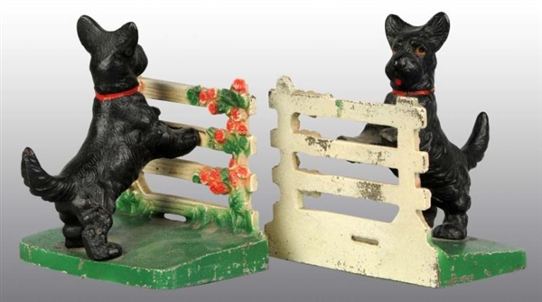 CAST IRON SCOTTIE BY ROSE FENCE BOOKENDS.         