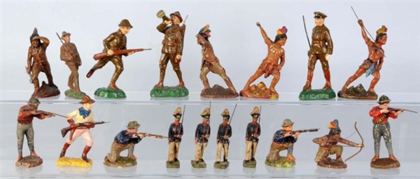 LOT OF ELASTOLIN/TRICO TOY SOLDIERS & INDIANS.    