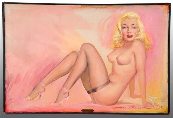 MARILYN MONROE PINUP COLLAGE ON CANVAS.           