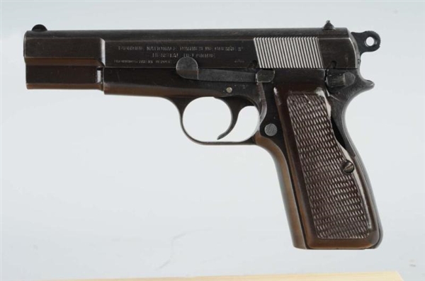 BROWNING HI-POWER PISTOL W/ LEATHER HOLSTER.**    