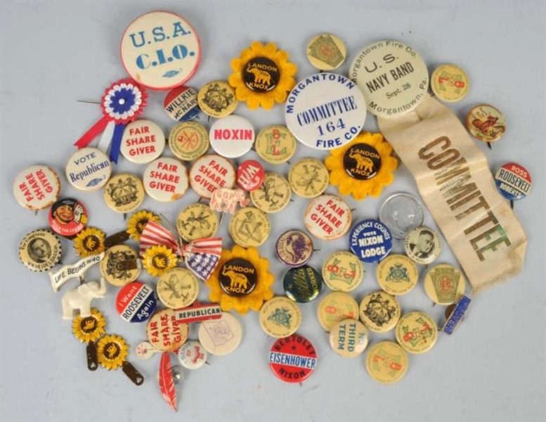 LOT OF POLITICAL BUTTONS.                         
