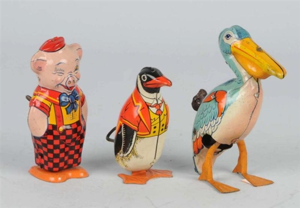 LOT OF 3: TIN CHEIN ANIMAL WIND-UP TOYS.          
