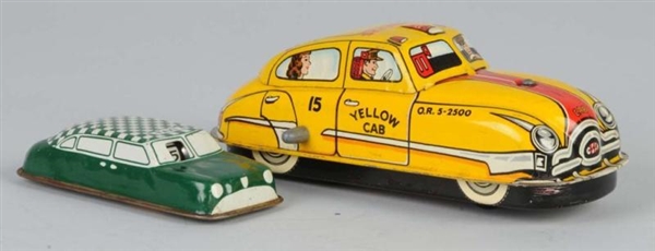 LOT OF 2: TIN WIND-UP & FRICTION TAXI TOYS.       