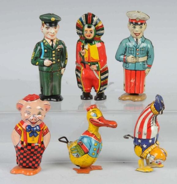 LOT OF 6: TIN CHEIN WIND-UP TOYS.                 