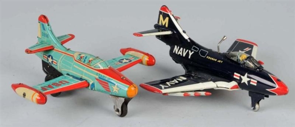 LOT OF 2: TIN MILITARY AIRPLANE FRICTION TOYS.    