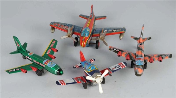 LOT OF 4: TIN AIRPLANE FRICTION TOYS.             