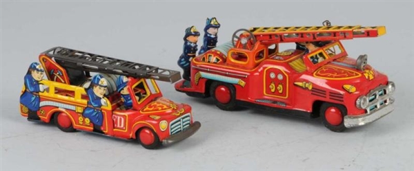 LOT OF 2: TIN FIRE ENGINE FRICTION TOYS.          