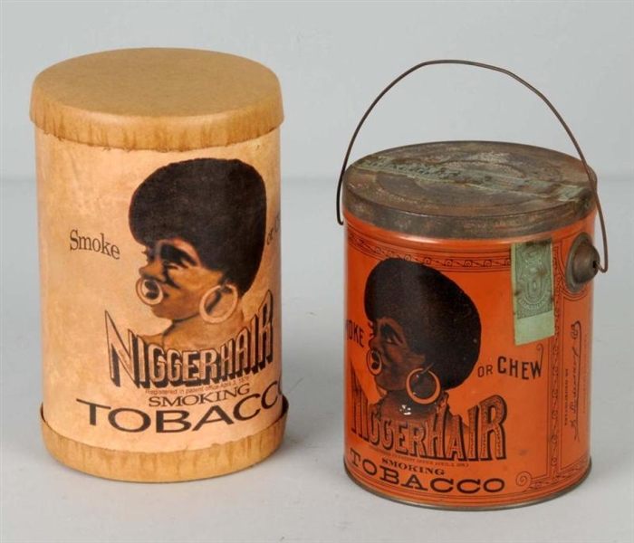 LOT OF 2: HAIR TOBACCO CONTAINERS.                