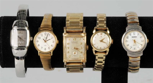 LOT OF 5: WRIST WATCHES.                          