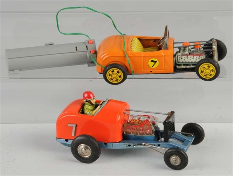 LOT OF 2: TIN HOT ROD BATTERY-OP TOYS.            