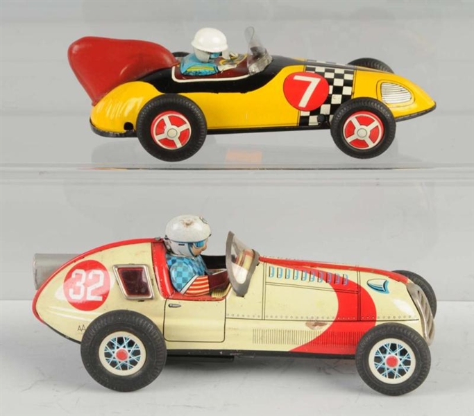 LOT OF 2: TIN RACE CAR FRICTION & BATTERY-OP TOYS 