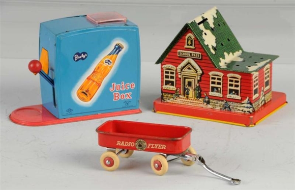 LOT OF 3: TIN TOY ITEMS.                          