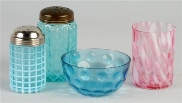 LOT OF 4: PIECES OF VICTORIAN ART GLASS.          