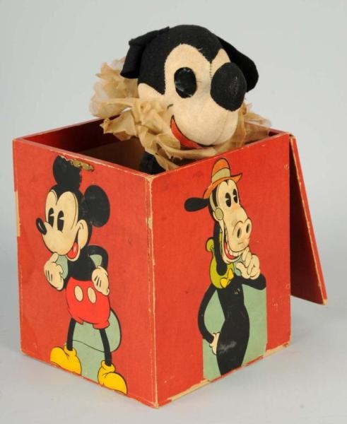WALT DISNEY MICKEY MOUSE JACK-IN-THE-BOX TOY.     