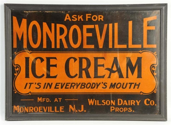 PAPER MONROEVILLE ICE CREAM SIGN.                 