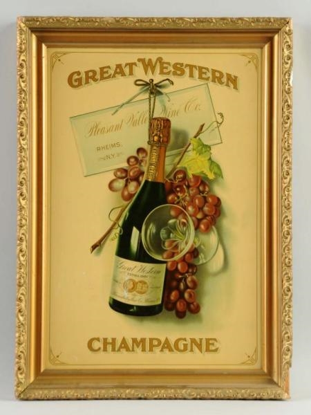 TIN GREAT WESTERN CHAMPAGNE ADVERTISING SIGN.     