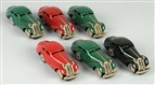 LOT OF 6: TIN SCHUCO AUTO WIND-UP TOYS.           