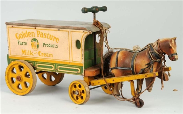 EARLY GOLDEN PASTURE FARM PRODUCTS WAGON TOY.     