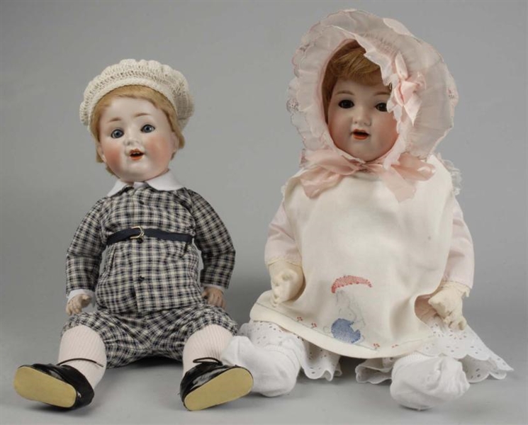 LOT OF 2 GERMAN BISQUE CHARACTER BABY DOLLS.      