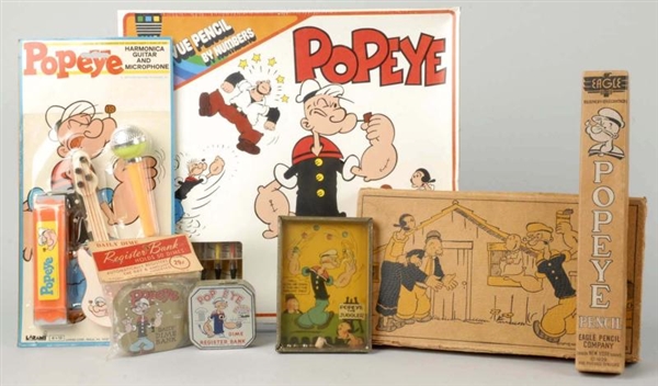 LOT OF 7: ASSORTED POPEYE TOY ITEMS.              